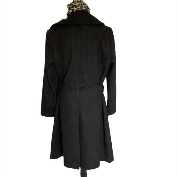 LONDON FOG Women's Wool Blend Midi Coat Sz M, Black, Tie Belt, Fall/Winter - Picture 4 of 9